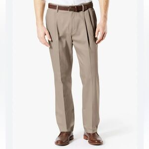 Dockers Men's Khaki Chinos Pleated Classic Fit Pants W36 X L34